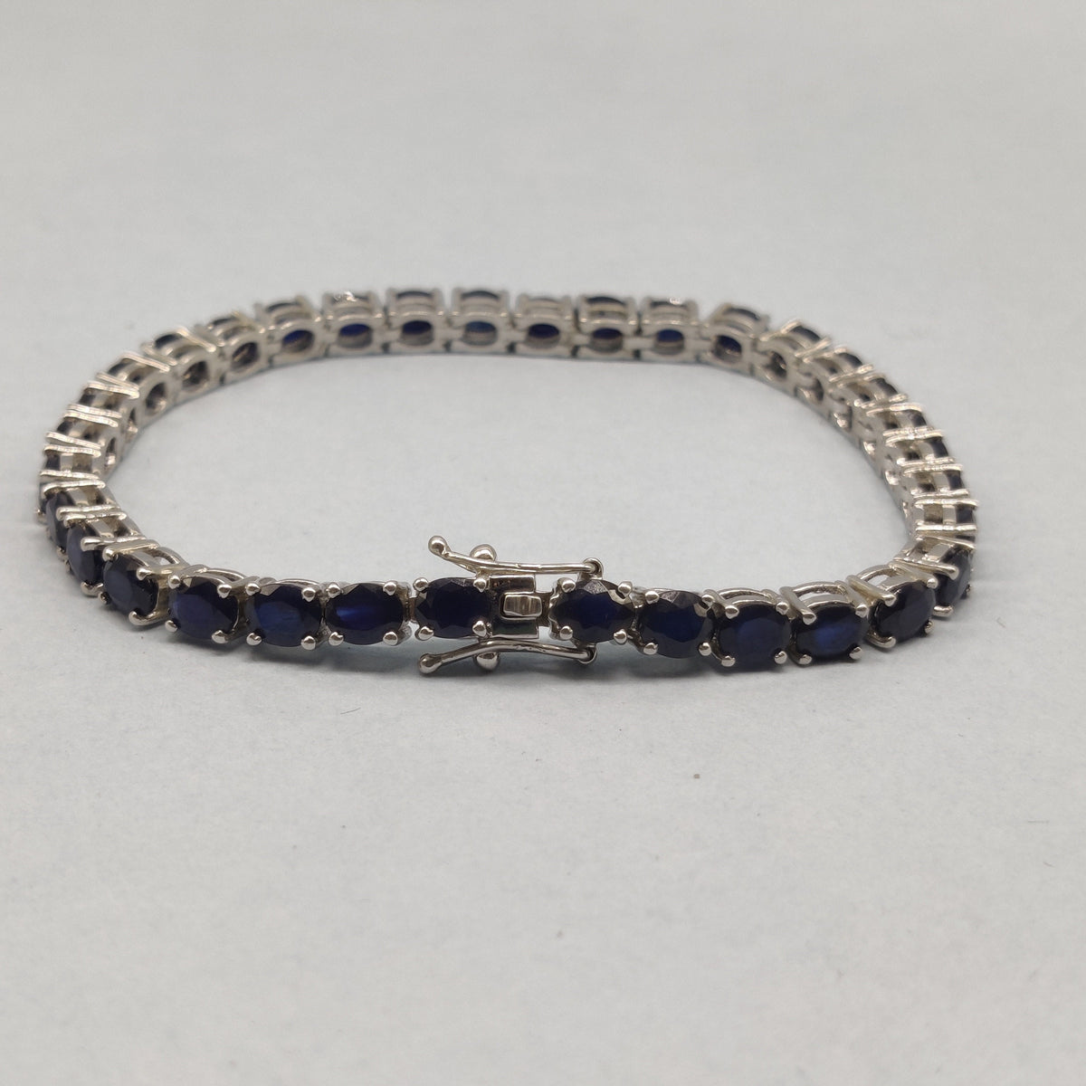 Silver Bracelet\ Natural Blue Sapphire Bracelet\ 925 Sterling Silver\Tennis Bracelet\ Gemstone Bracelet\ Line Bracelet\ Friendship Bracelet