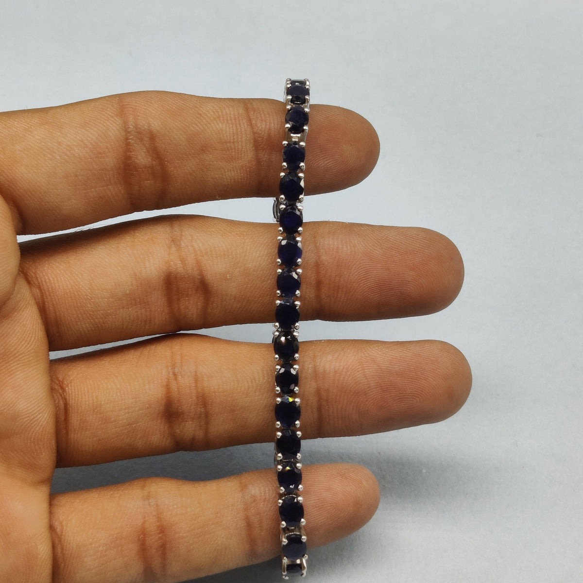 Silver Bracelet\ Natural Blue Sapphire Bracelet\ 925 Sterling Silver\Tennis Bracelet\ Gemstone Bracelet\ Line Bracelet\ Friendship Bracelet