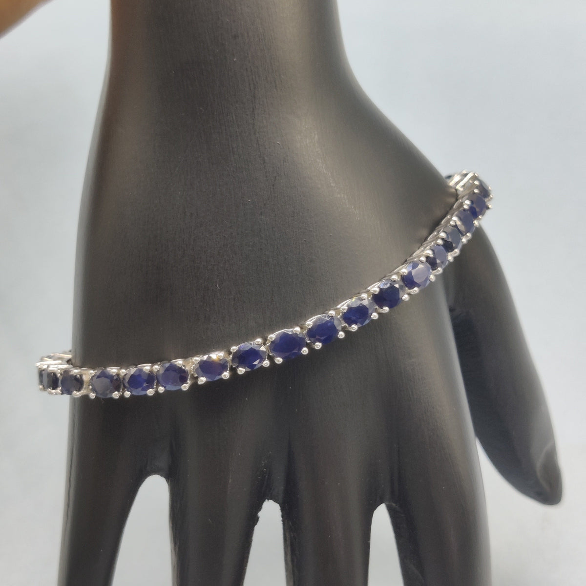 Silver Bracelet\ Natural Blue Sapphire Bracelet\ 925 Sterling Silver\Tennis Bracelet\ Gemstone Bracelet\ Line Bracelet\ Friendship Bracelet