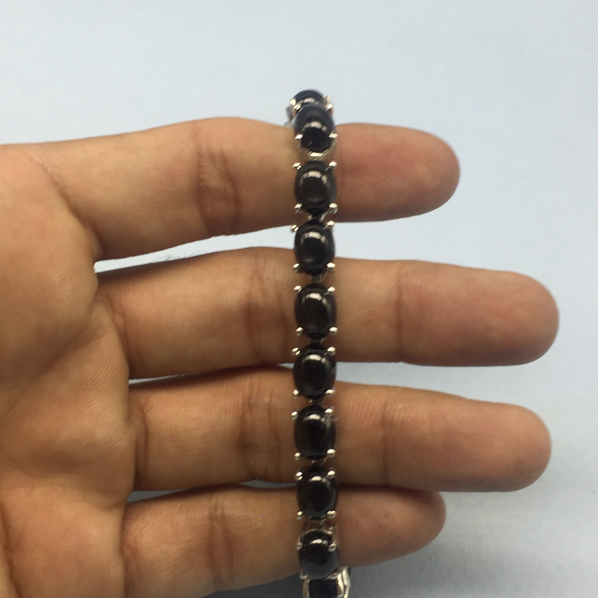 Handmade Black Star 925 Sterling Silver Tennis Bracelet