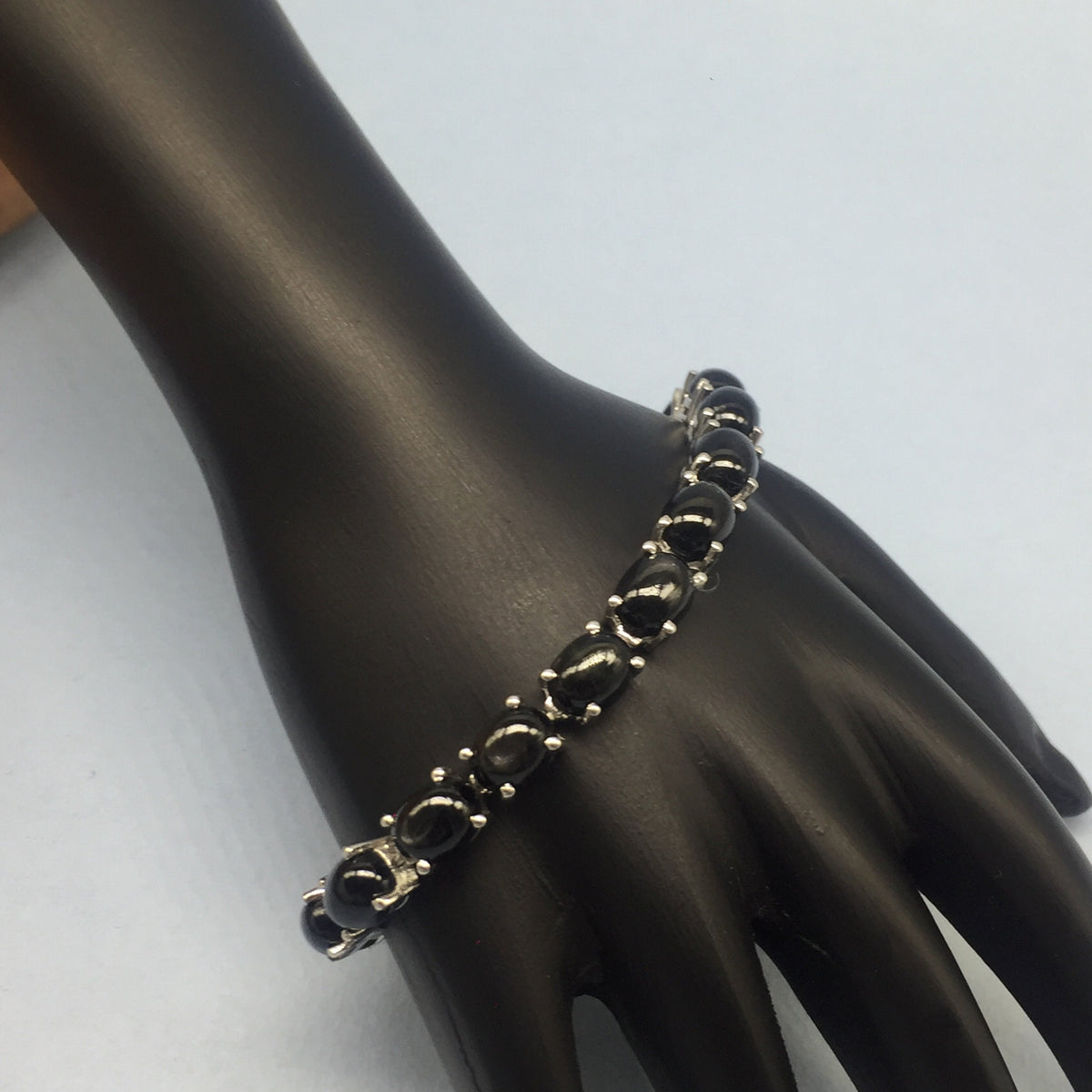 Handmade Black Star 925 Sterling Silver Tennis Bracelet