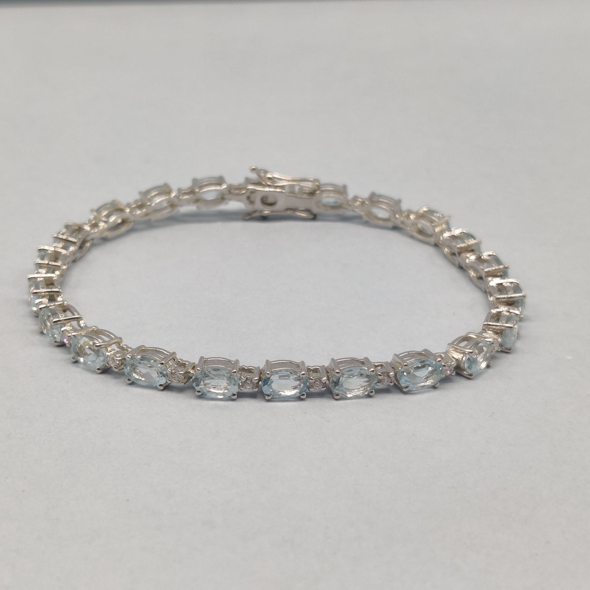 Sky Blue Topaz Bracelet / 925 Sterling Silver / Cubic Zircon Bracelet / Handmade Gemstone Jewelry / Tennis Bracelet / Anniversary Gift