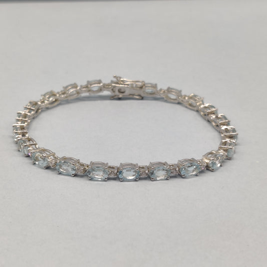 Sky Blue Topaz Bracelet / 925 Sterling Silver / Cubic Zircon Bracelet / Handmade Gemstone Jewelry / Tennis Bracelet / Anniversary Gift