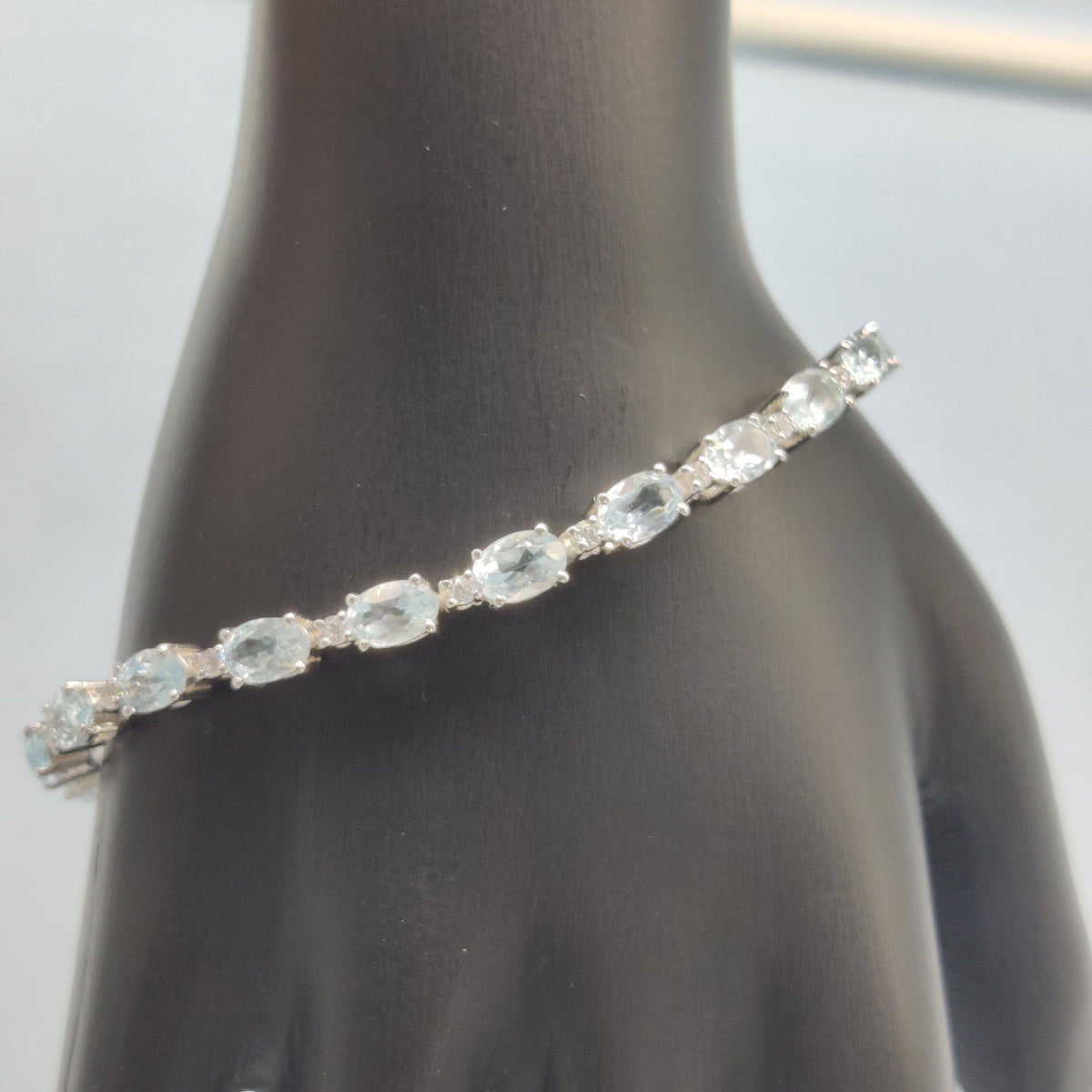 Sky Blue Topaz Bracelet / 925 Sterling Silver / Cubic Zircon Bracelet / Handmade Gemstone Jewelry / Tennis Bracelet / Anniversary Gift
