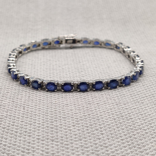 Blue Sapphire Bracelet / 925 Solid Sterling Silver / Healing Crystal Jewelry / Tennis Bracelet / Handmade Gemstone