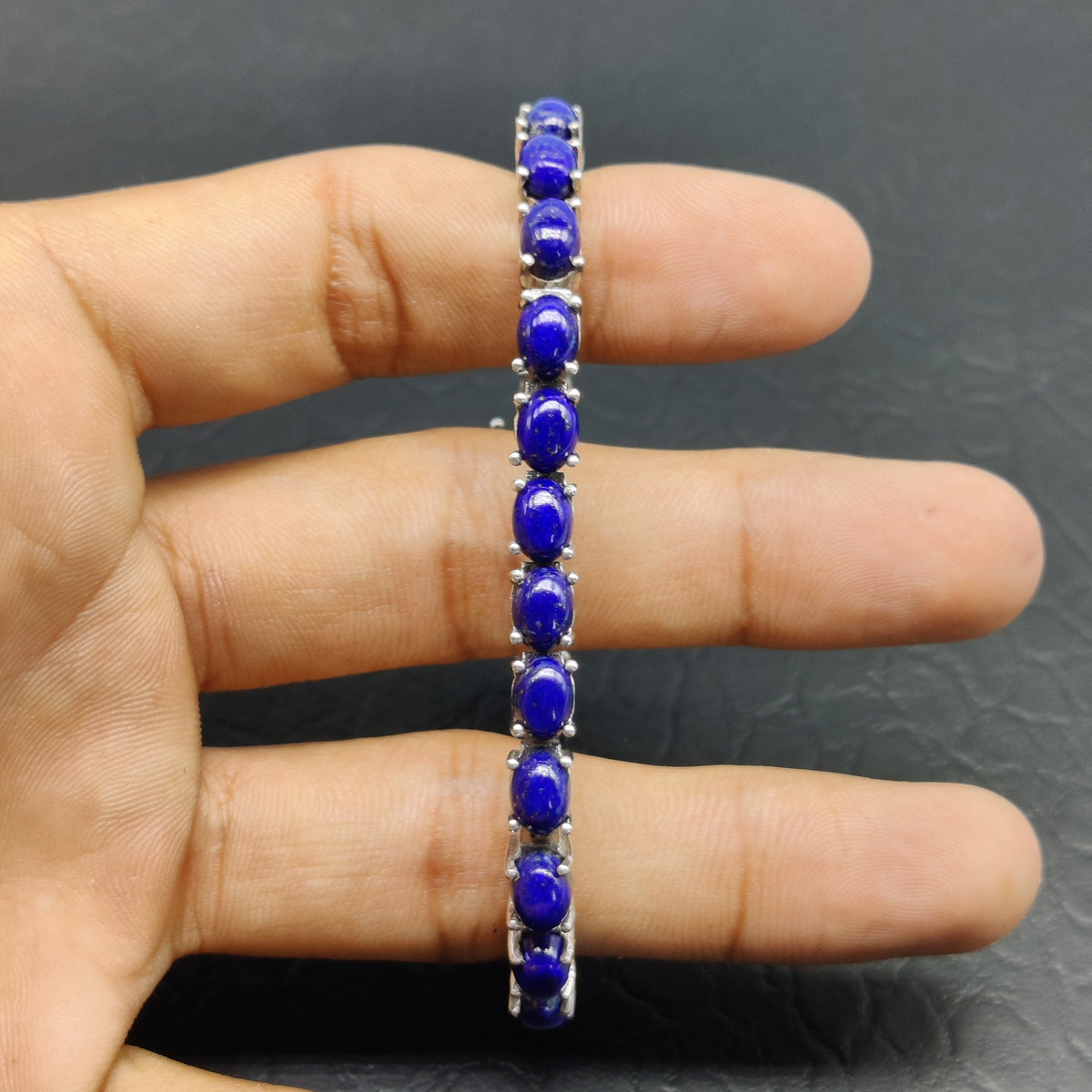 Lapis Lazuli Sterling Silver Bracelet – Natural Gemstone Women's Jewelry