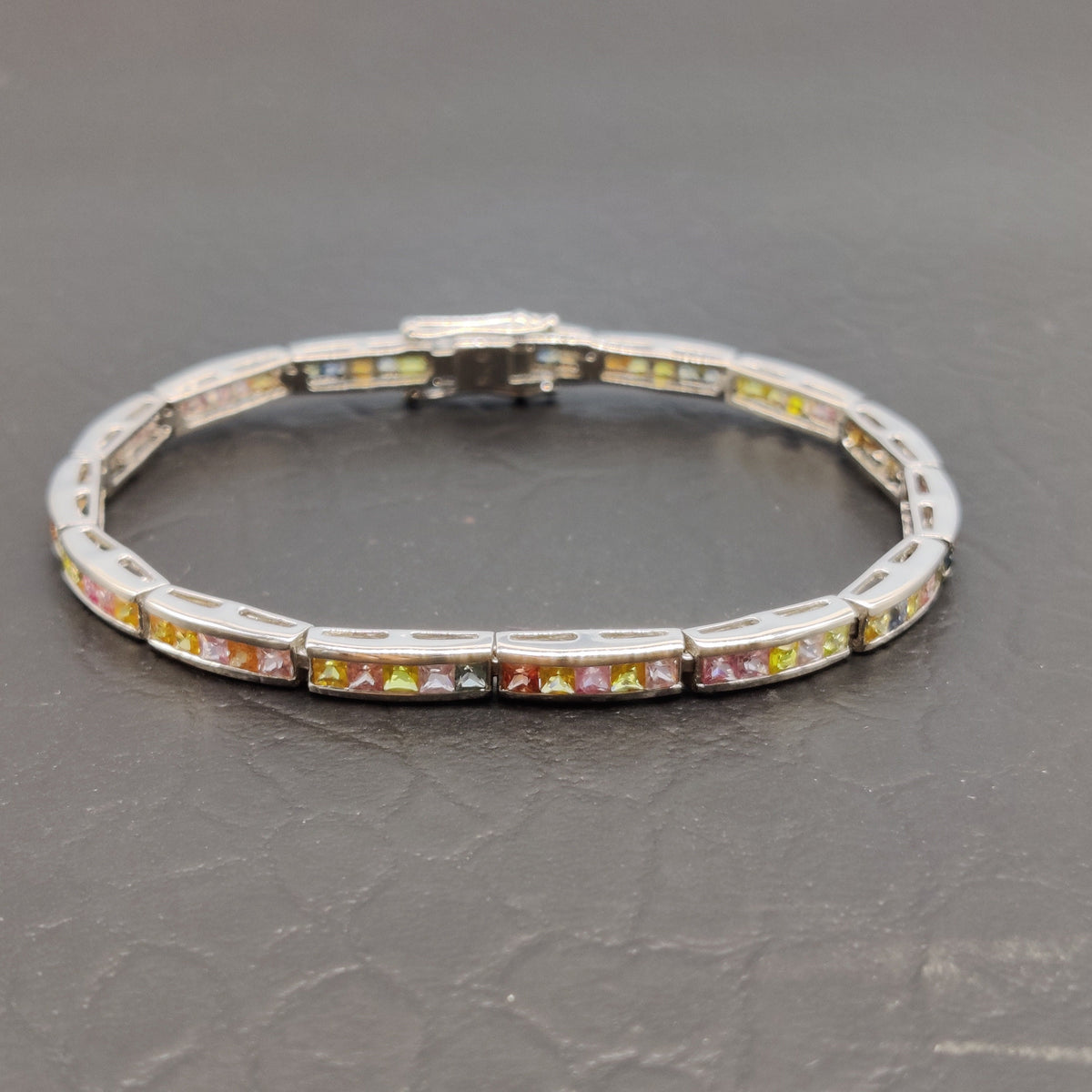 Multi Sapphire Bracelet / 925 Sterling Silver / Tennis Bracelet / Women Jewelry / Anniversary / Gift for Her