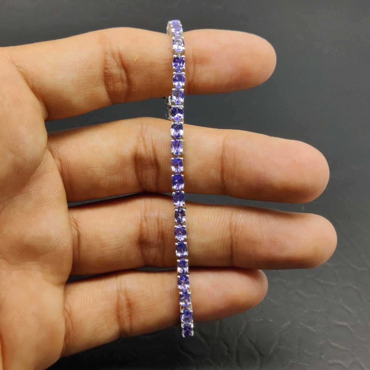 Natural Tanzanite Tennis Bracelet, 925 Sterling Silver, Handmade