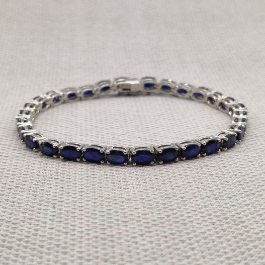 Natural Blue Sapphire Bracelet / 925 Sterling Silver Bracelet / September Birthstone /Handmade Gemstone Jewelry