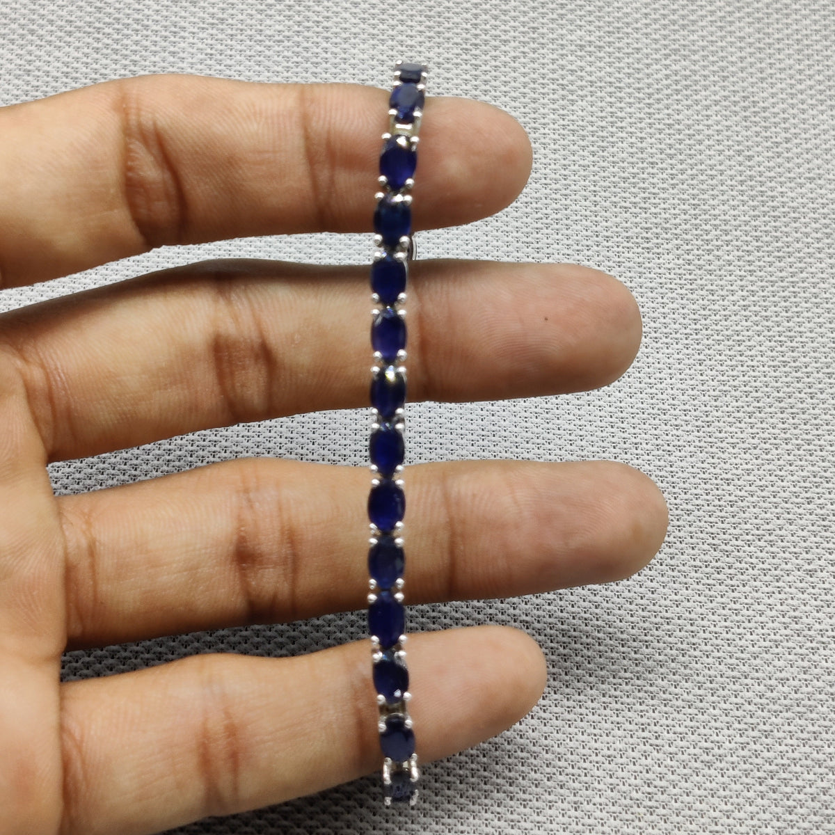 Natural Blue Sapphire Bracelet / 925 Sterling Silver Bracelet / September Birthstone /Handmade Gemstone Jewelry