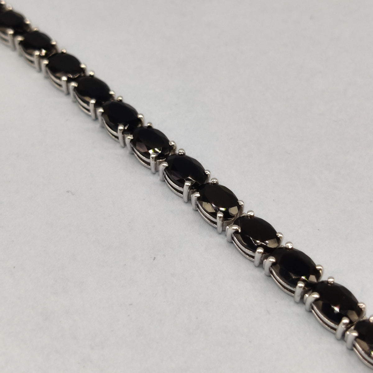 Black Onyx Tennis Bracelet: Oval Gemstone, 925 Sterling Silver