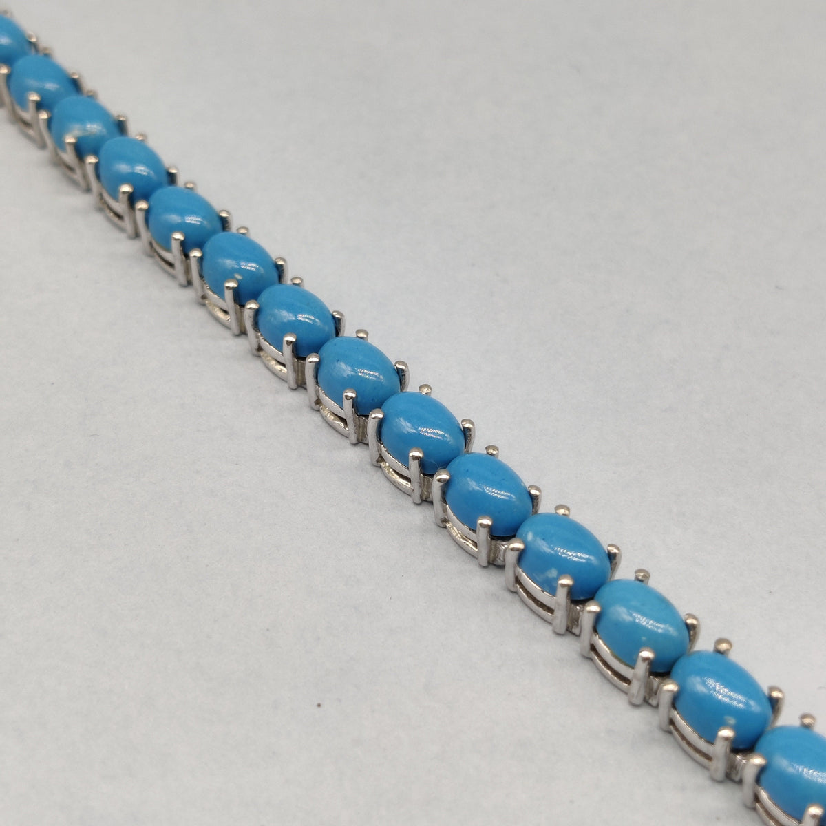 Oval Turquoise Gemstone Bracelet, Sterling Silver, December Birthstone Handmade Jewelry