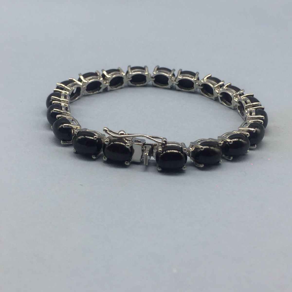 Handmade Black Star 925 Sterling Silver Tennis Bracelet