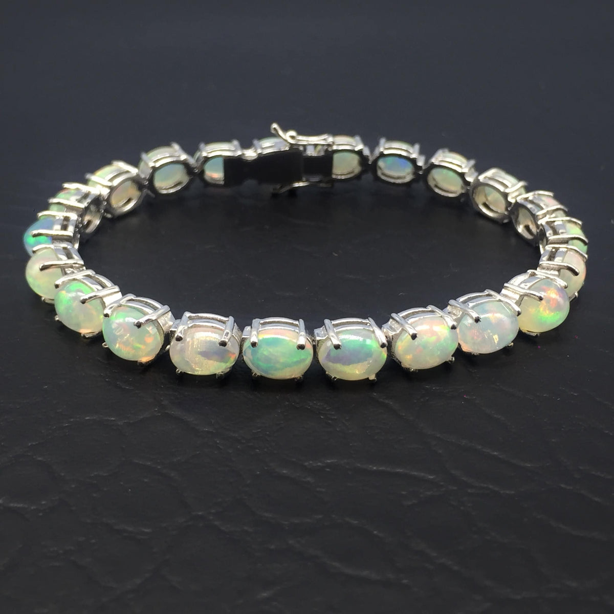 Natural Ethiopian Opal Bracelet, 925 Silver Bracelet, Handmade  Birthstone Gift
