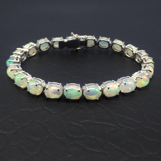 Natural Ethiopian Opal Bracelet, 925 Silver Bracelet, Handmade  Birthstone Gift