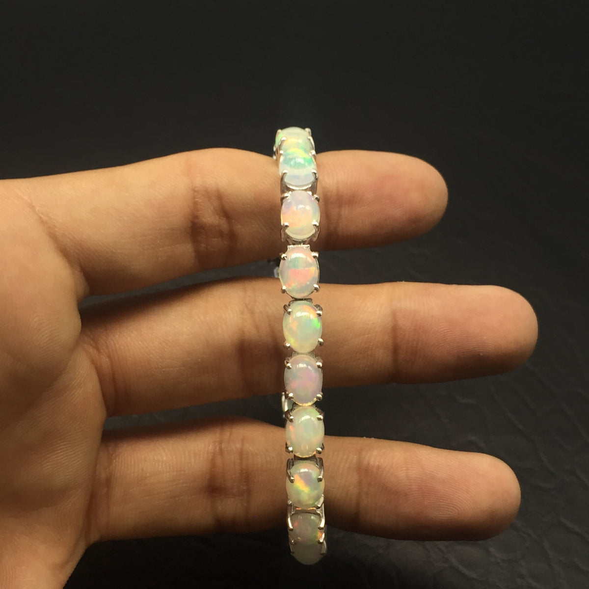 Natural Ethiopian Opal Bracelet, 925 Silver Bracelet, Handmade  Birthstone Gift