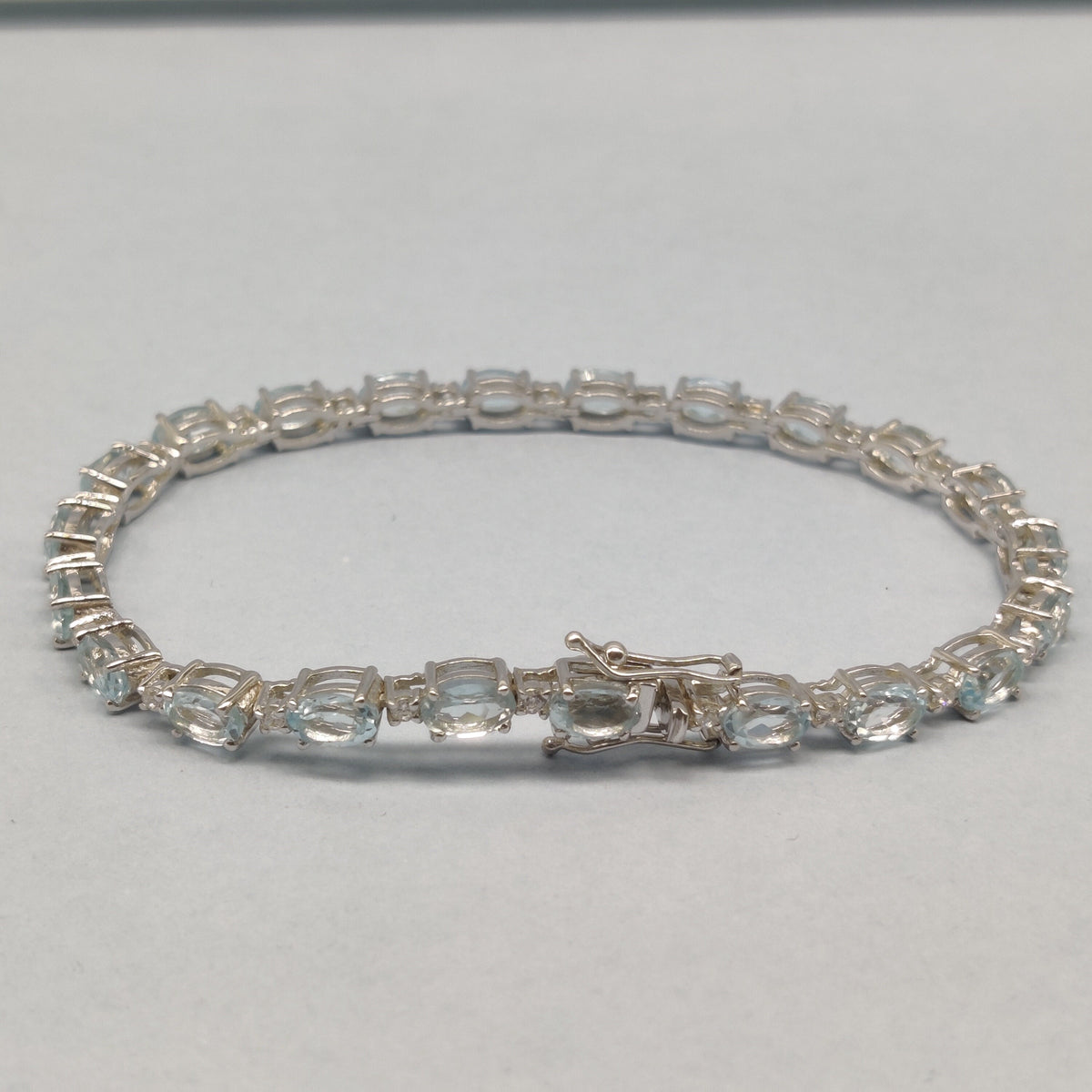 Sky Blue Topaz Bracelet / 925 Sterling Silver / Cubic Zircon Bracelet / Handmade Gemstone Jewelry / Tennis Bracelet / Anniversary Gift