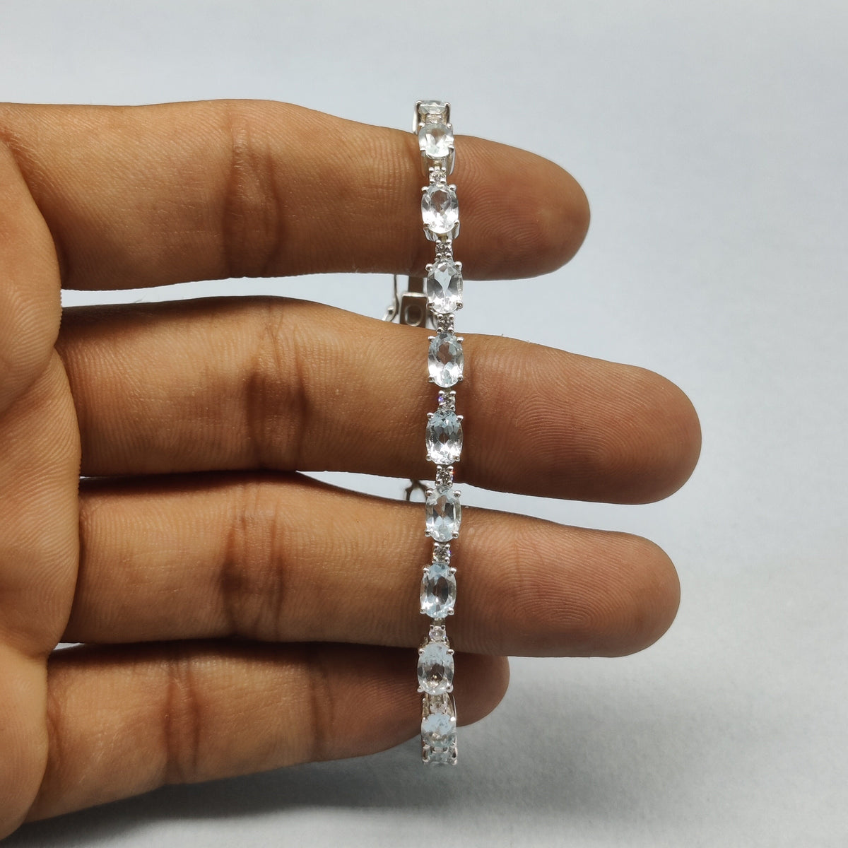 Sky Blue Topaz Bracelet / 925 Sterling Silver / Cubic Zircon Bracelet / Handmade Gemstone Jewelry / Tennis Bracelet / Anniversary Gift