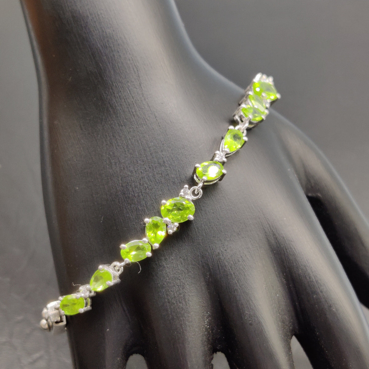 Natural Peridot Bracelet, Tennis Bracelet, 925 Silver Bracelet, Handmade Bracelet, Birthstone Bracelet, Valentines Day Gift, Gift For Her