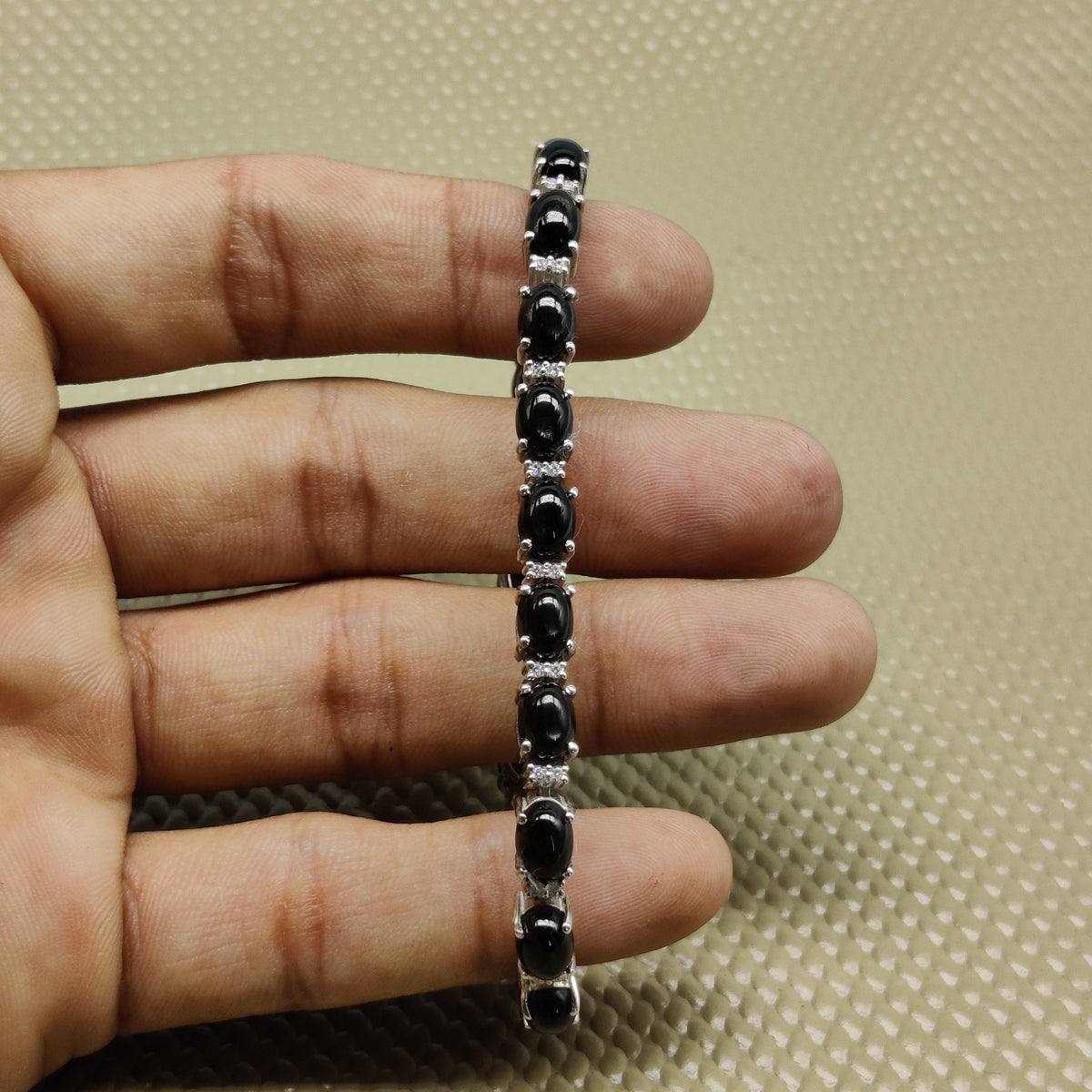 Sterling Silver Black Star Tennis Bracelet: Handmade Gemstone Jewelry
