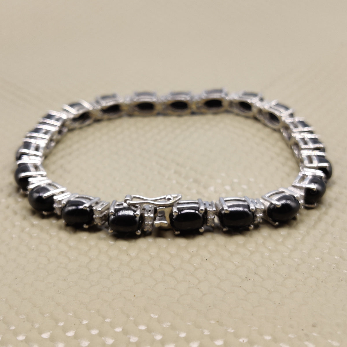 Sterling Silver Black Star Tennis Bracelet: Handmade Gemstone Jewelry