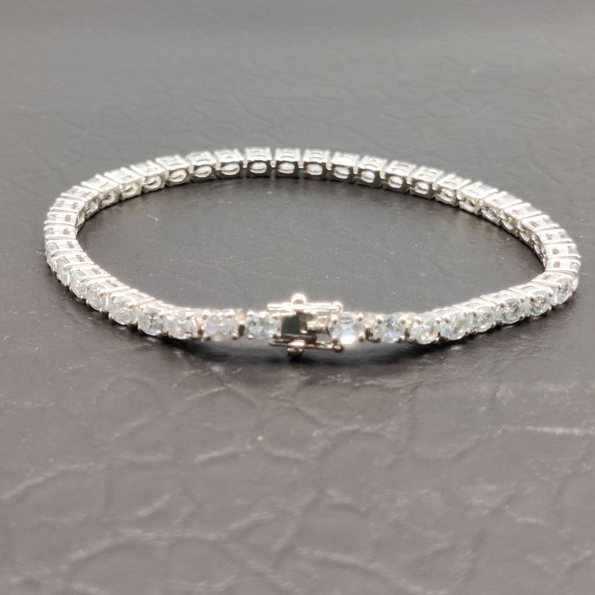 Natural Aquamarine Tennis Bracelet, Sterling Silver, March Birthstone, Faceted Gemstone Jewelry