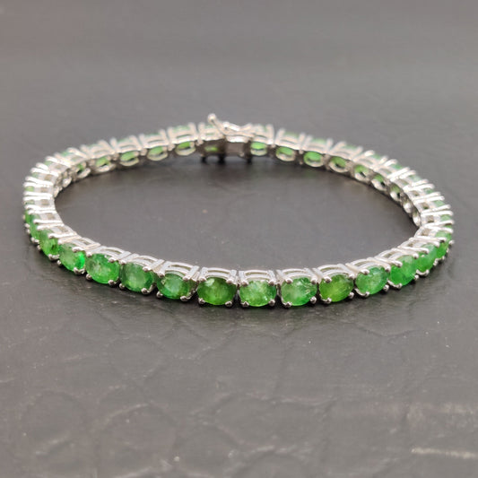 Emerald Bracelet / 925 Sterling Silver / May Birthstone Bracelet / Handmade Silver Jewelry / Emerald Tennis Bracelet / Anniversary Gift