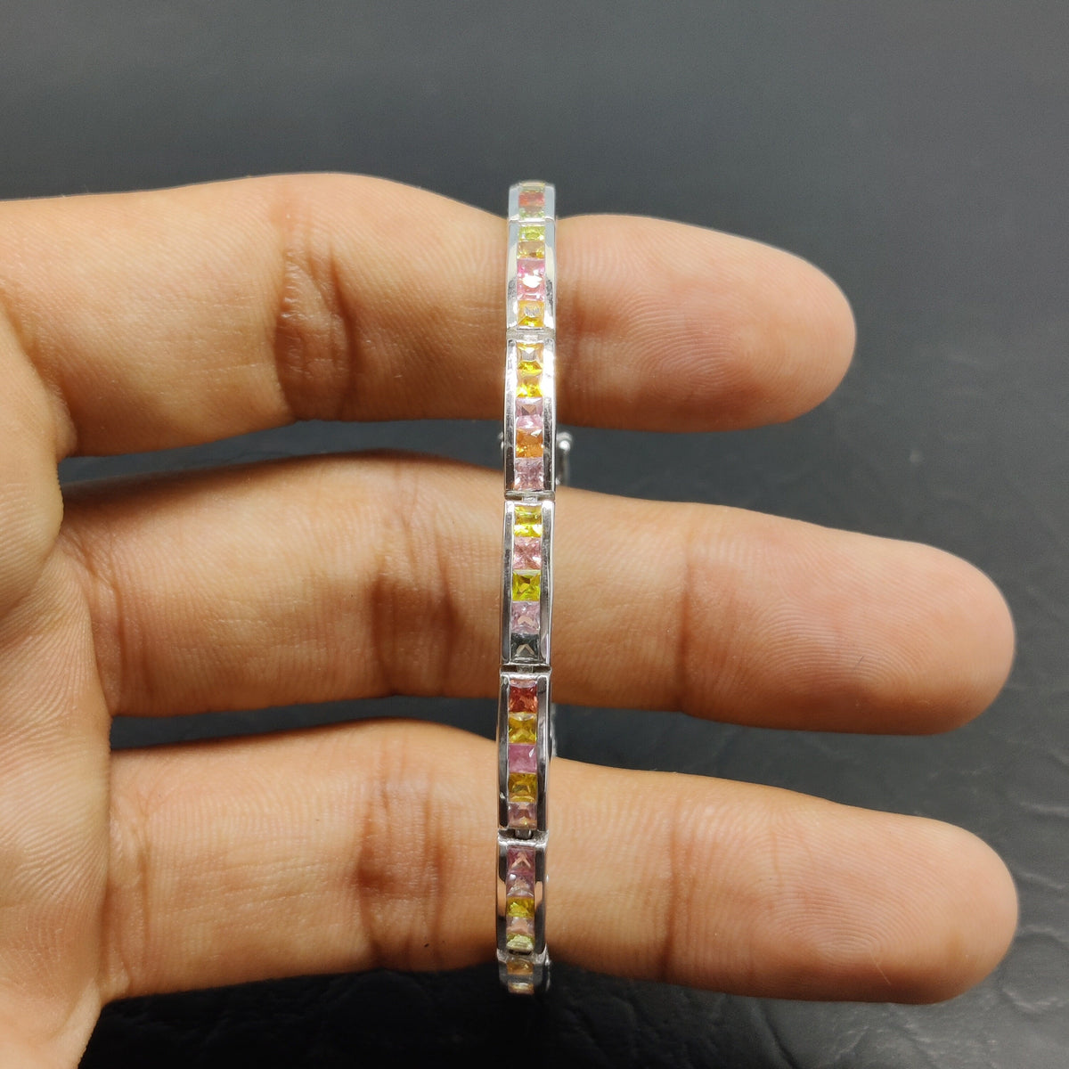 Multi Sapphire Bracelet / 925 Sterling Silver / Tennis Bracelet / Women Jewelry / Anniversary / Gift for Her