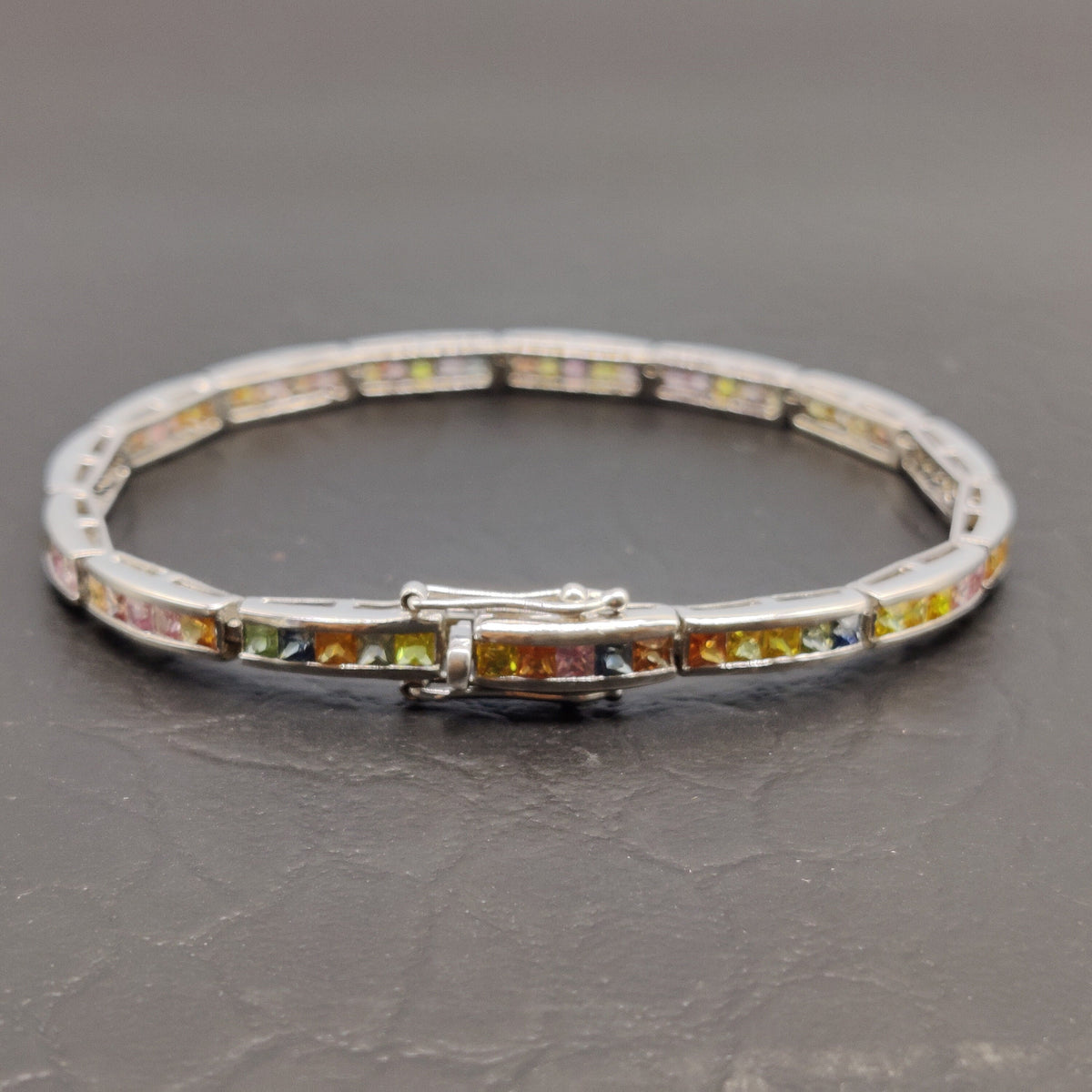 Multi Sapphire Bracelet / 925 Sterling Silver / Tennis Bracelet / Women Jewelry / Anniversary / Gift for Her