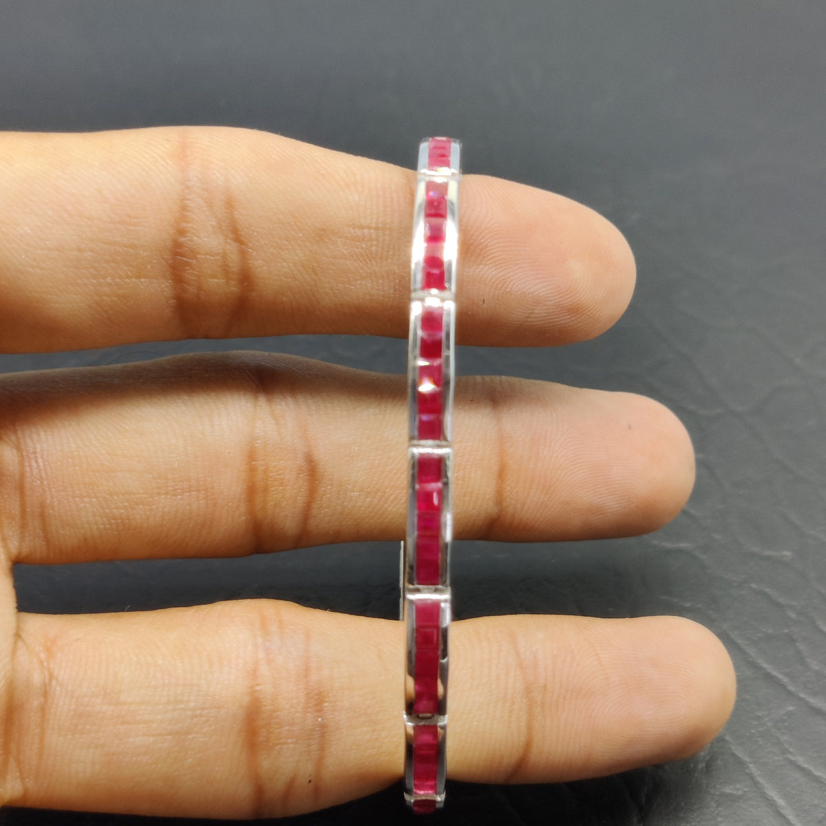 Sterling Silver Ruby Tennis Bracelet – July Birthstone, Handmade Jewelry