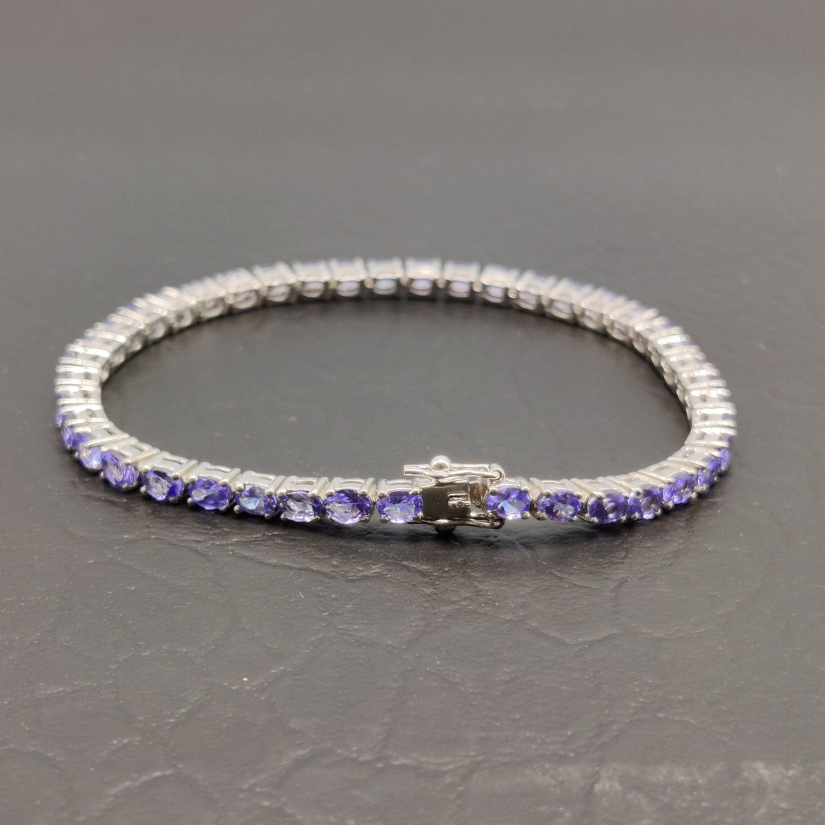 Natural Tanzanite Tennis Bracelet, 925 Sterling Silver, Handmade