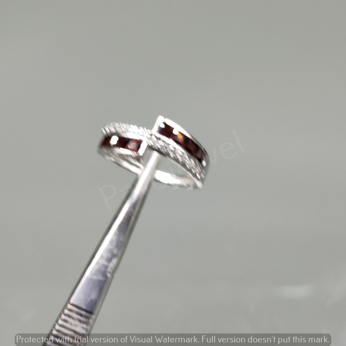 Garnet Ring Sterling Silver, Red Gemstone CZ Band, January Birthstone Jewelry, Christmas