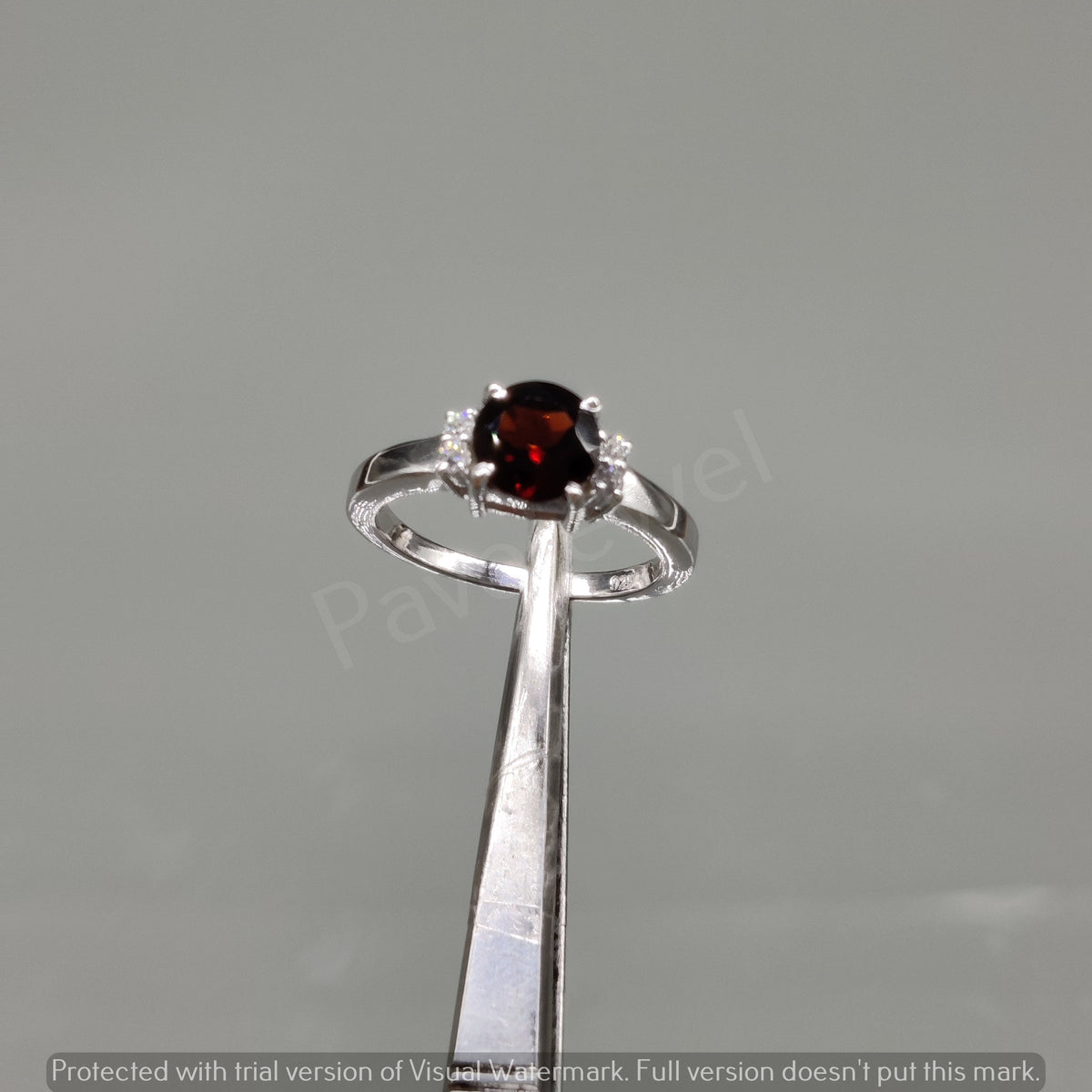 Garnet Cubic Zircon Sterling Silver Cluster Ring – January Birthstone Jewelry