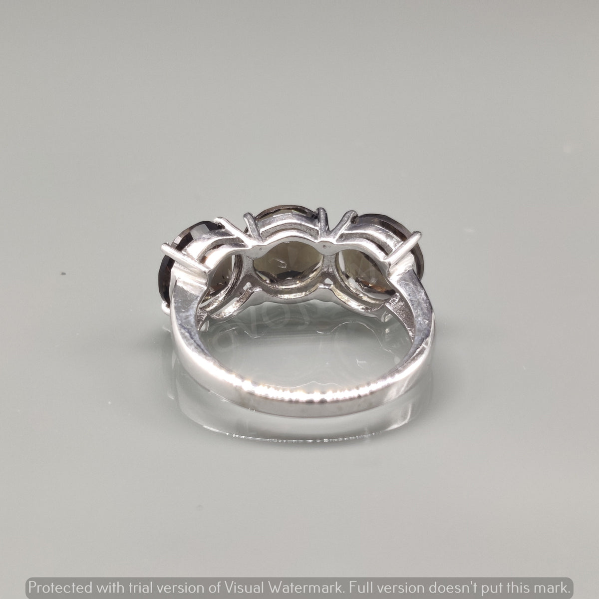 Smoky Quartz Gemstone Ring, 925 Sterling Silver Ring, Triple Stone Jewelry