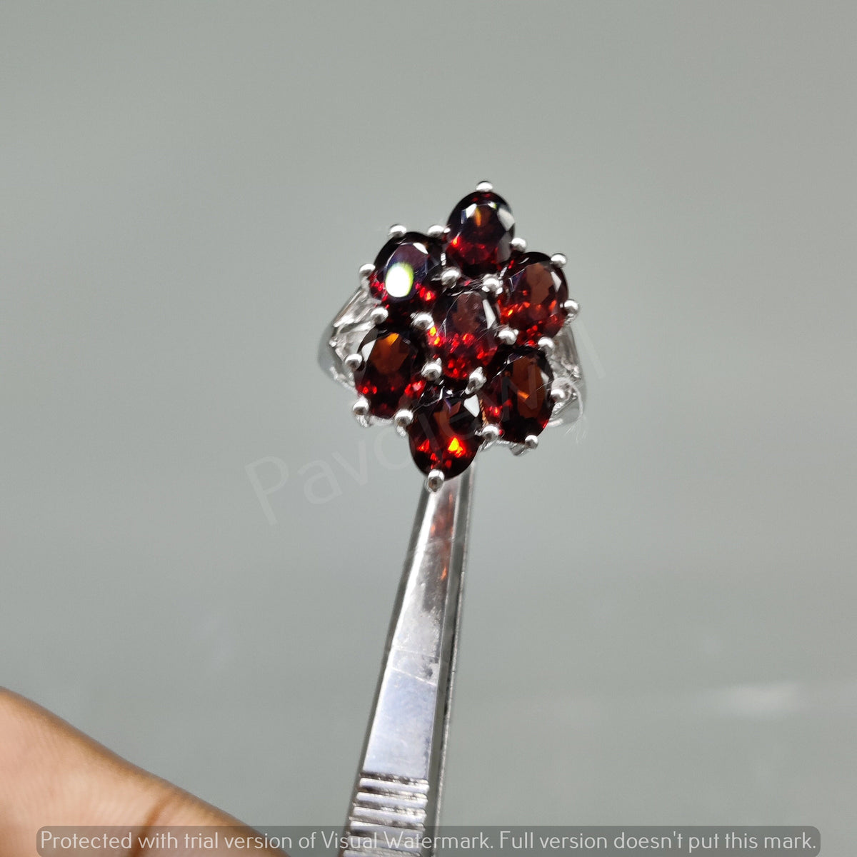 Natural Garnet Ring / 925 Sterling Silver / January Month Birthstone Ring