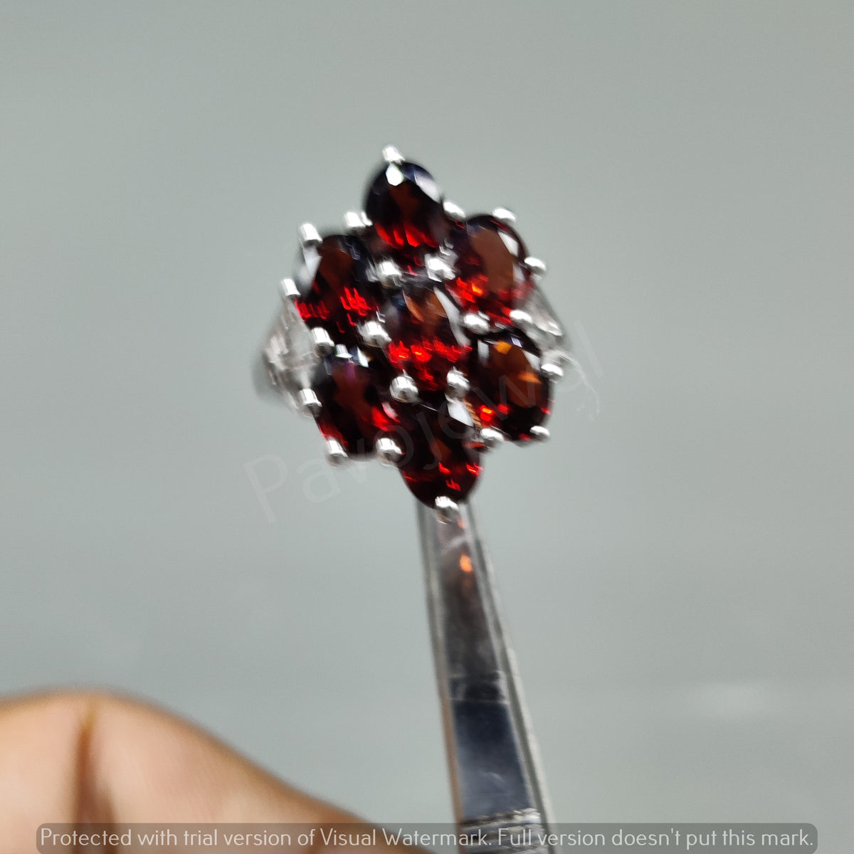 Natural Garnet Ring / 925 Sterling Silver / January Month Birthstone Ring