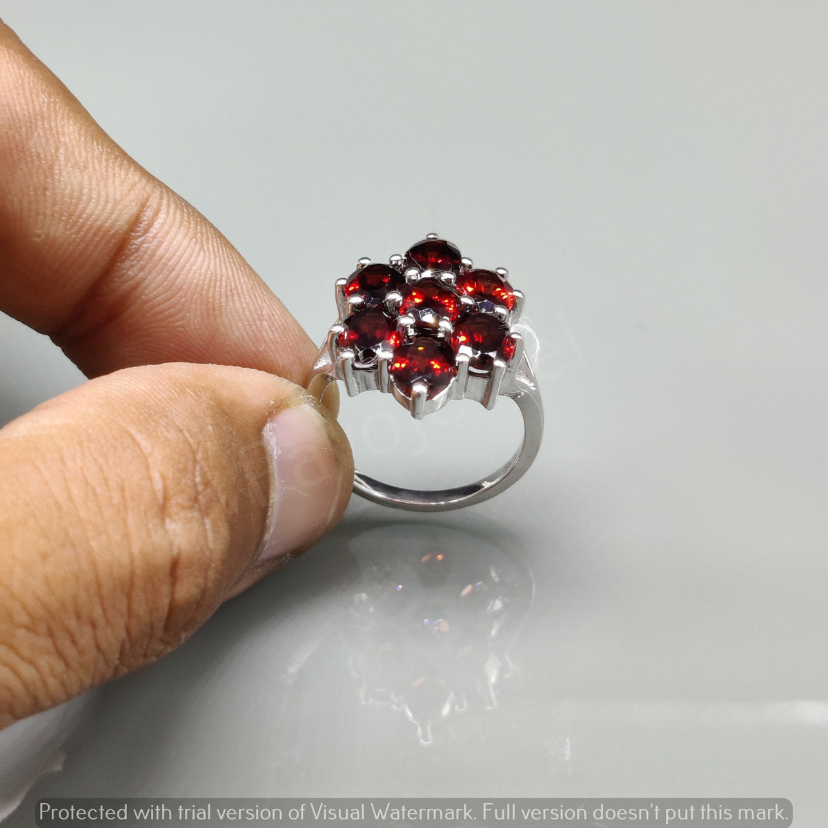 Natural Garnet Ring / 925 Sterling Silver / January Month Birthstone Ring