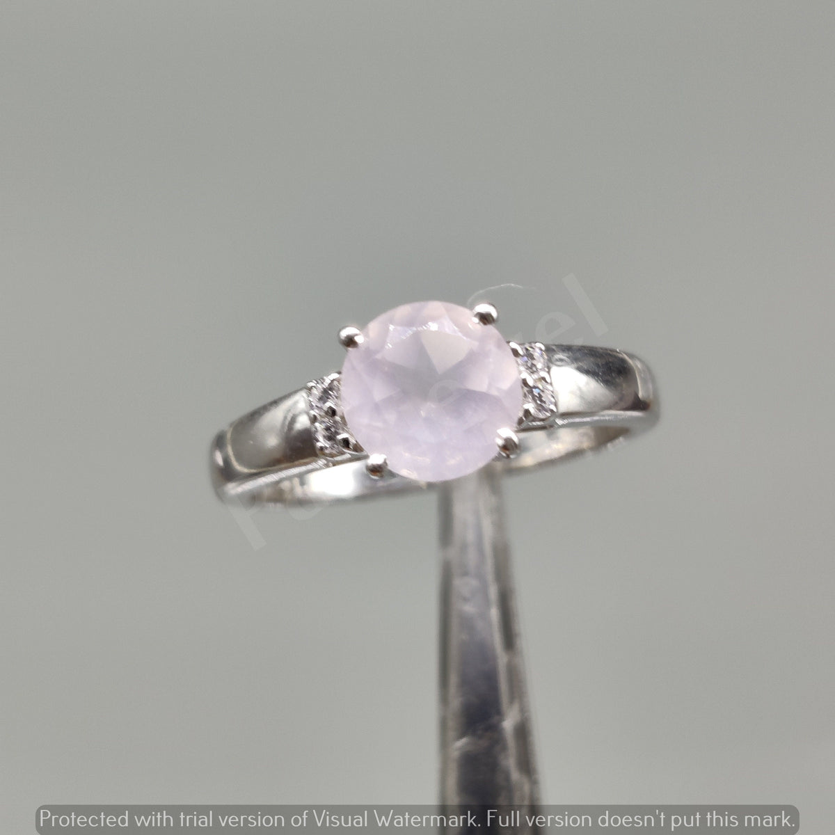 Rose Quartz Sterling Silver Ring: Pink Gemstone Statement Jewelry Christmas Gifts