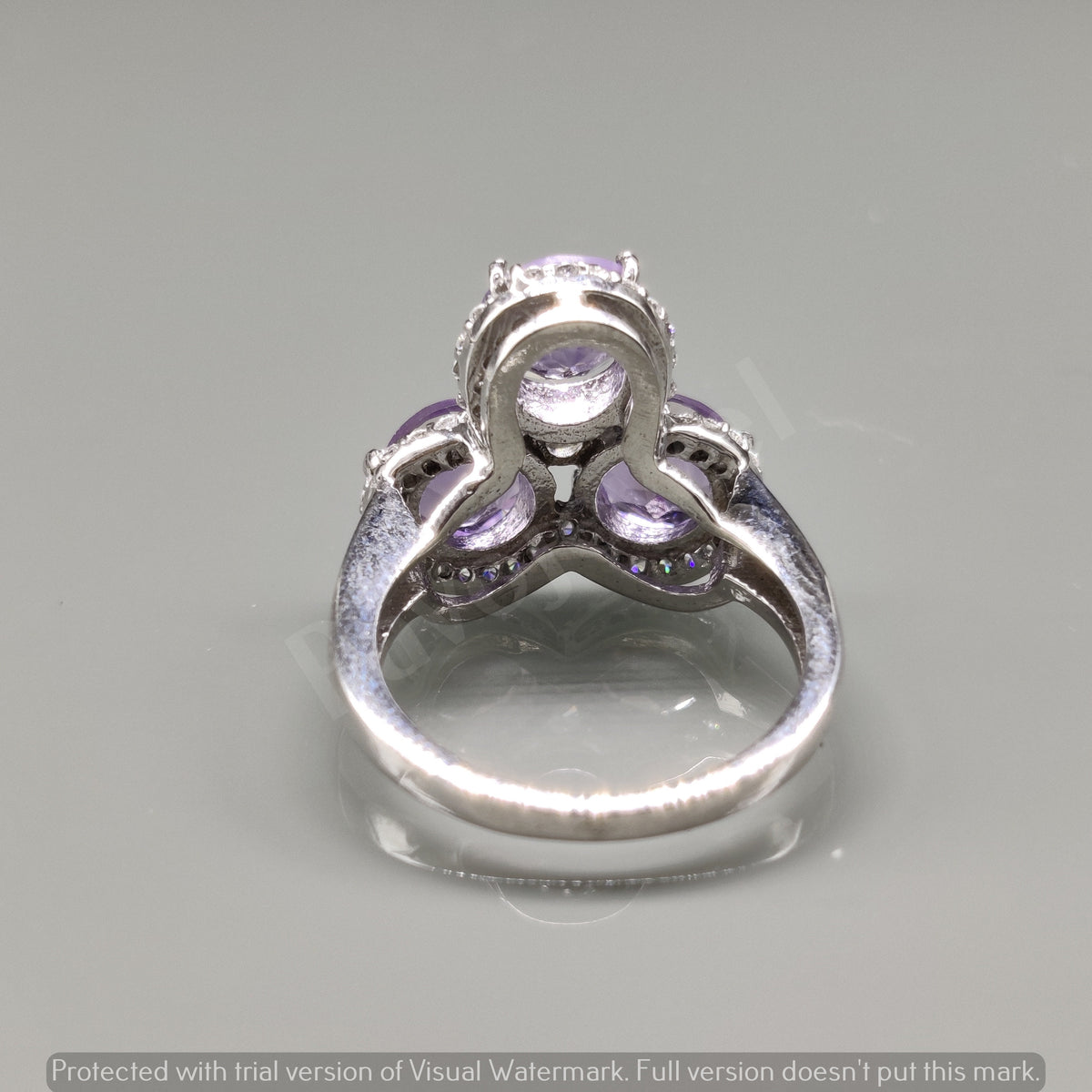 Natural Amethyst Cluster Ring, 925 Sterling Silver, Vintage Style