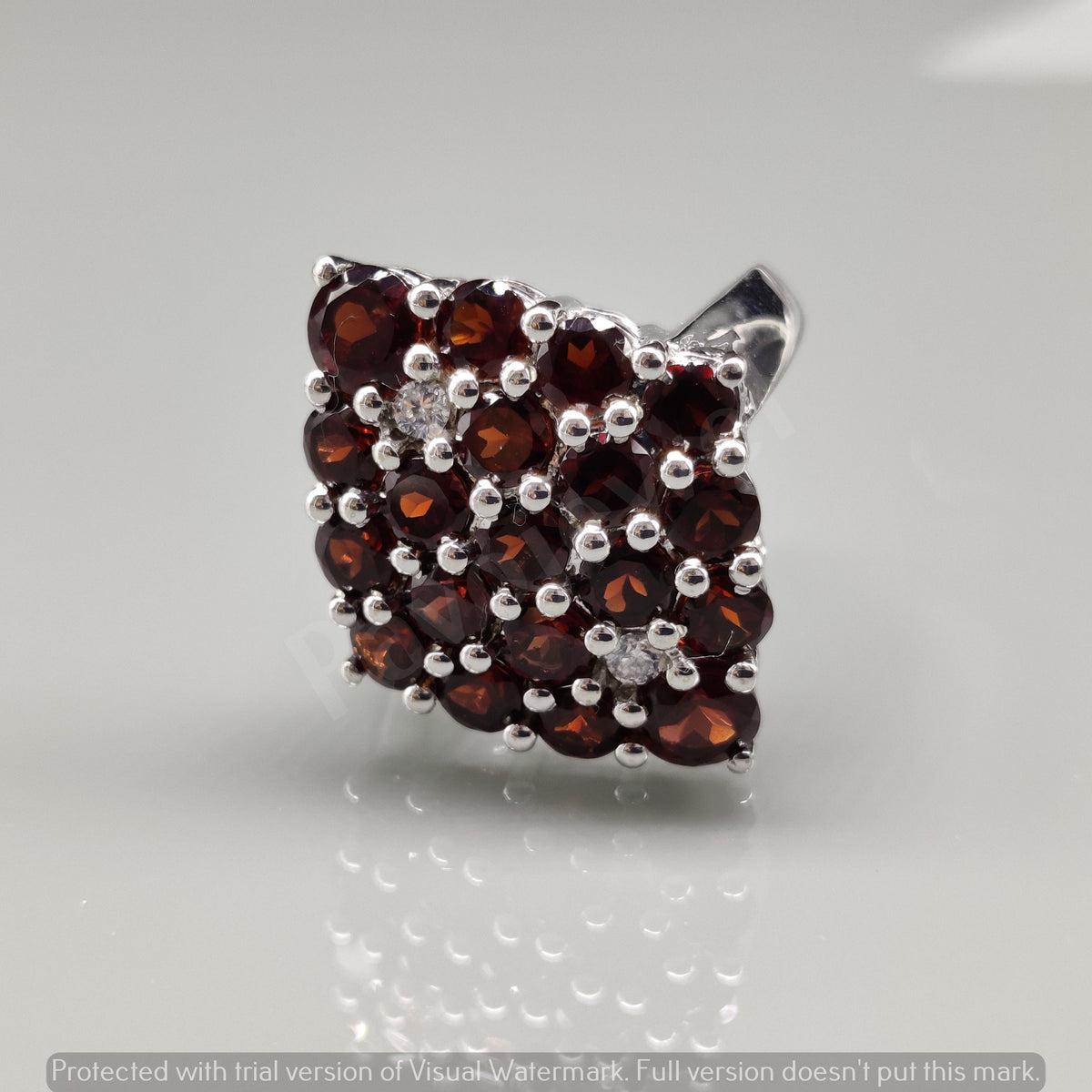 Vintage Style Garnet Ring, 925 Sterling Silver Statement Cocktail Ring, Artisan Handmade Jewelry