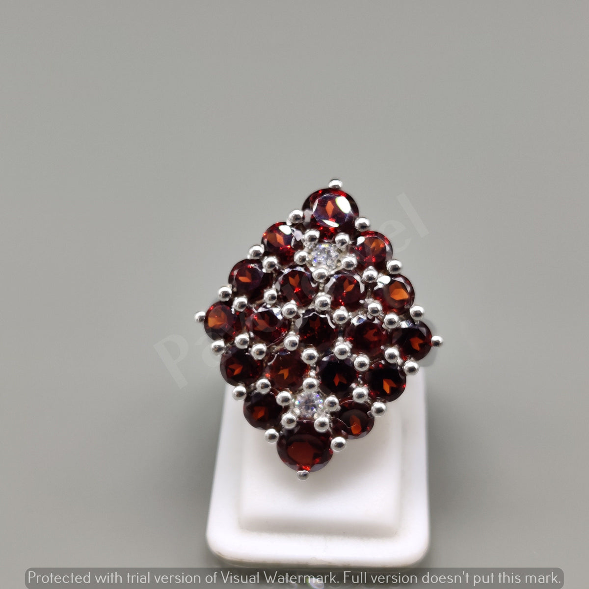 Vintage Style Garnet Ring, 925 Sterling Silver Statement Cocktail Ring, Artisan Handmade Jewelry
