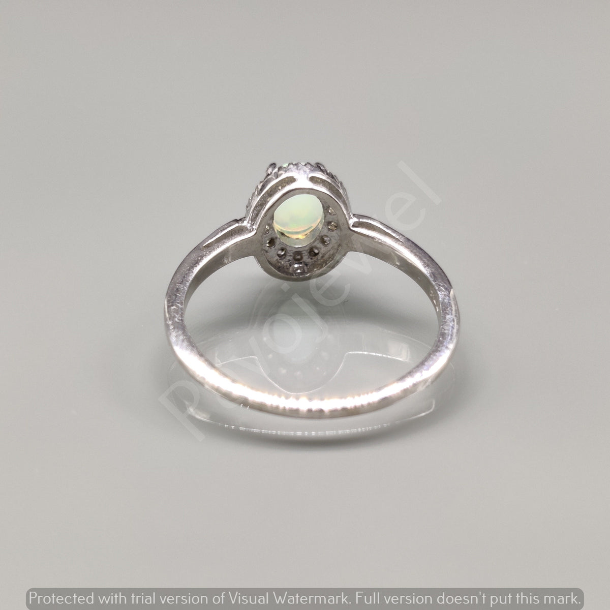 Natural Ethiopian Opal Diamond Ring, 925 Sterling Silver, October Birthstone Cluster Ring
