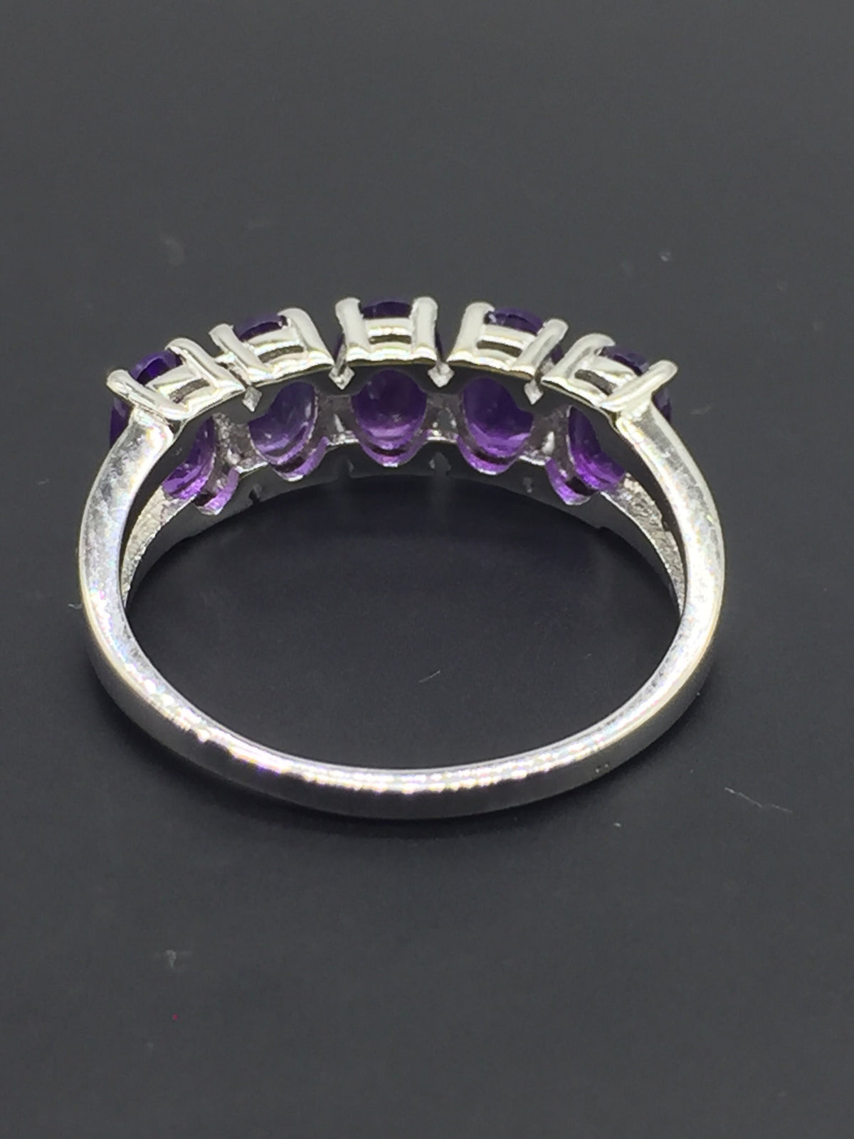 Amethyst Half Eternity Band Ring: 925 Sterling Silver February Birthstone