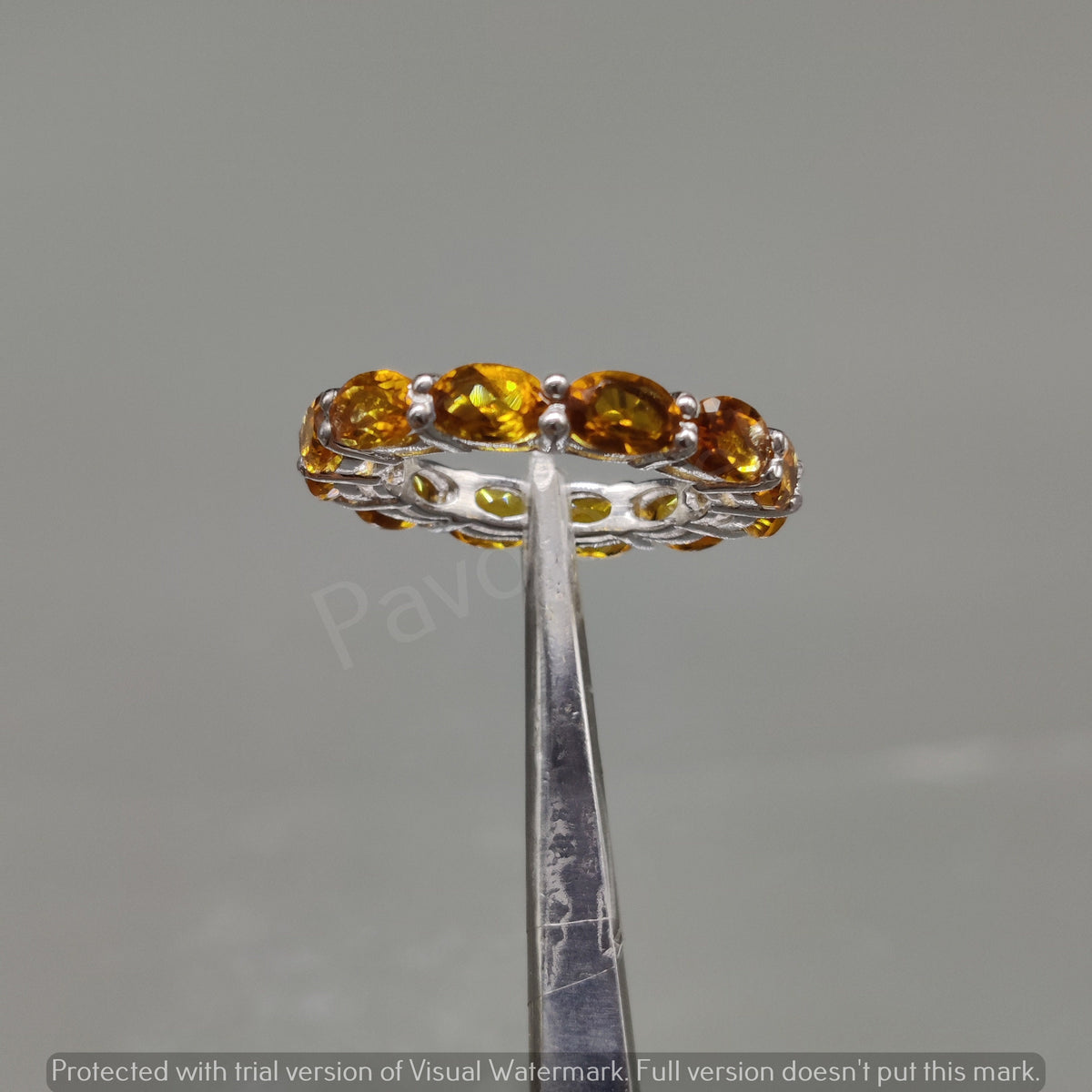 Handmade Citrine Ring: 925 Sterling Silver Full Eternity Band