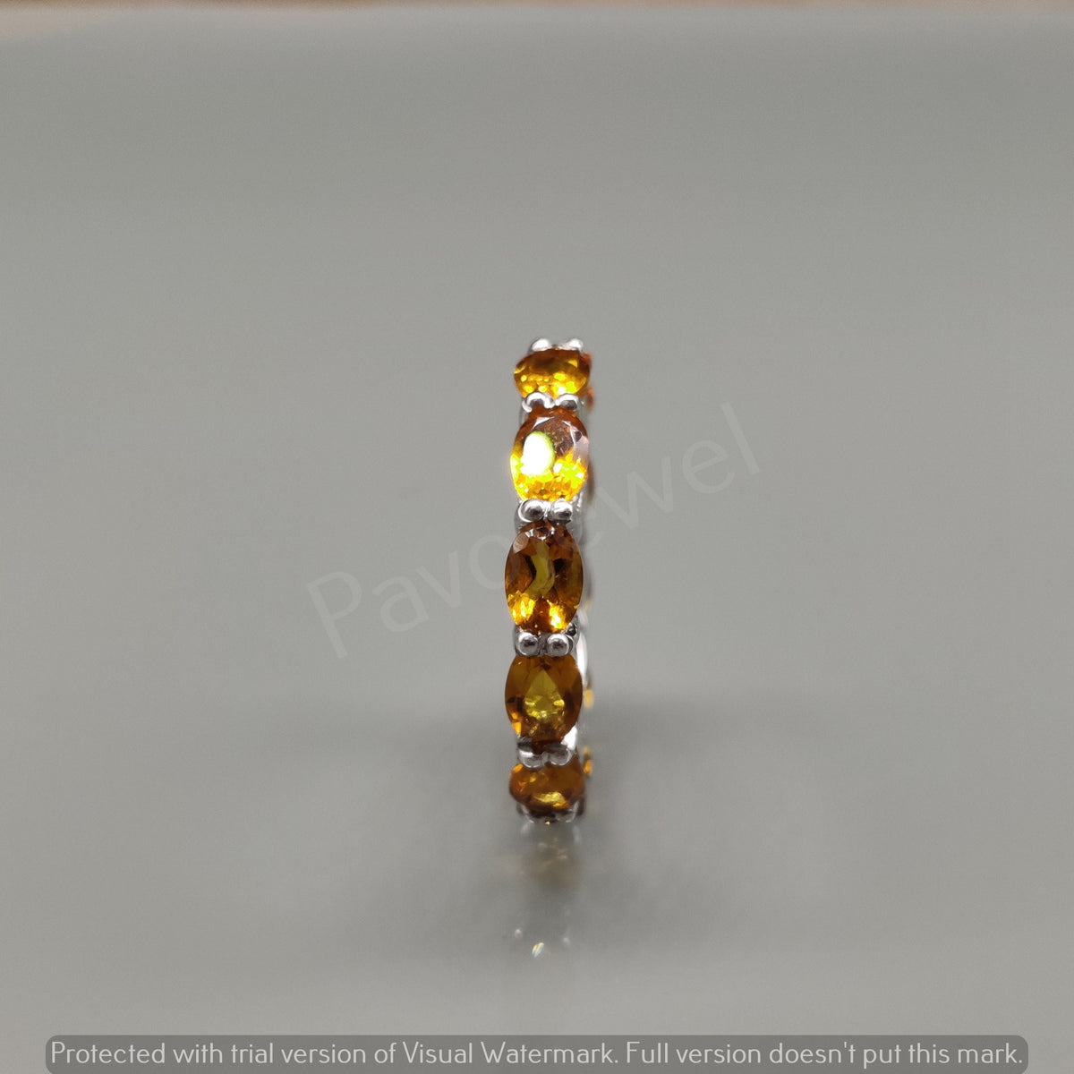 Handmade Citrine Ring: 925 Sterling Silver Full Eternity Band