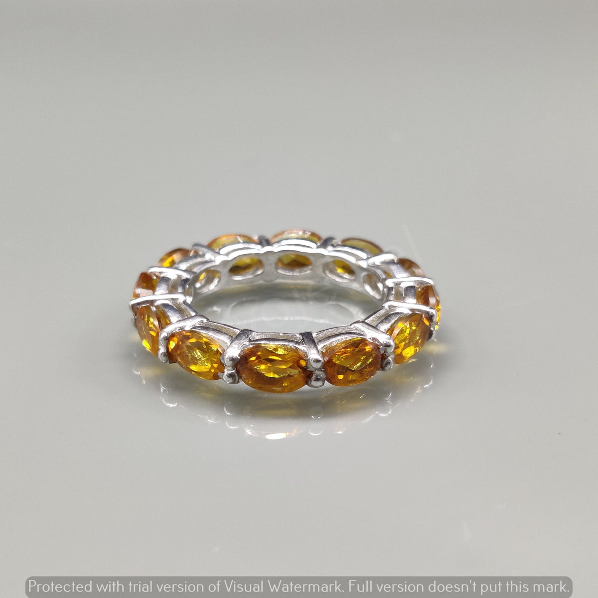 Handmade Citrine Ring: 925 Sterling Silver Full Eternity Band