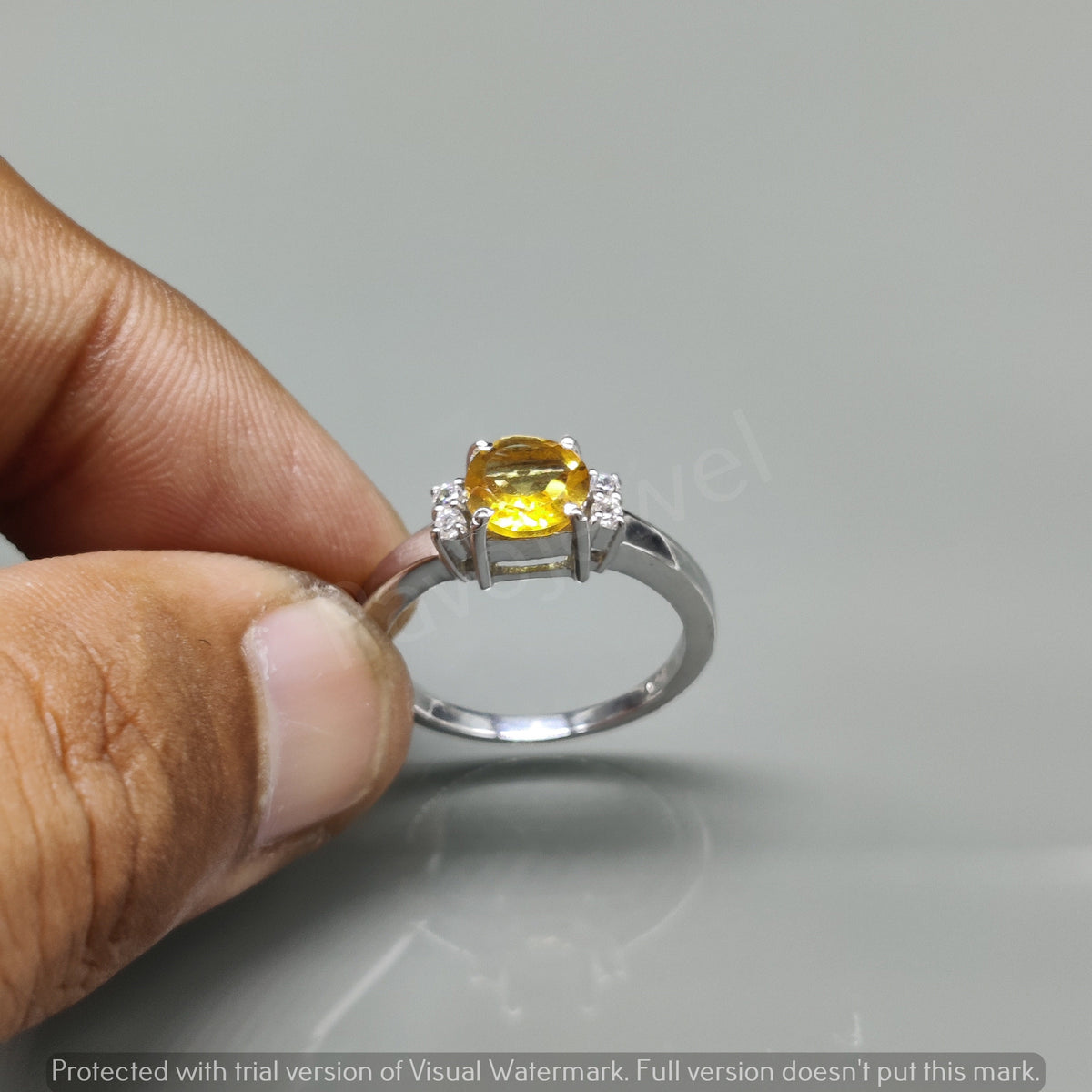 Citrine Gemstone Ring Sterling Silver Statement Jewelry