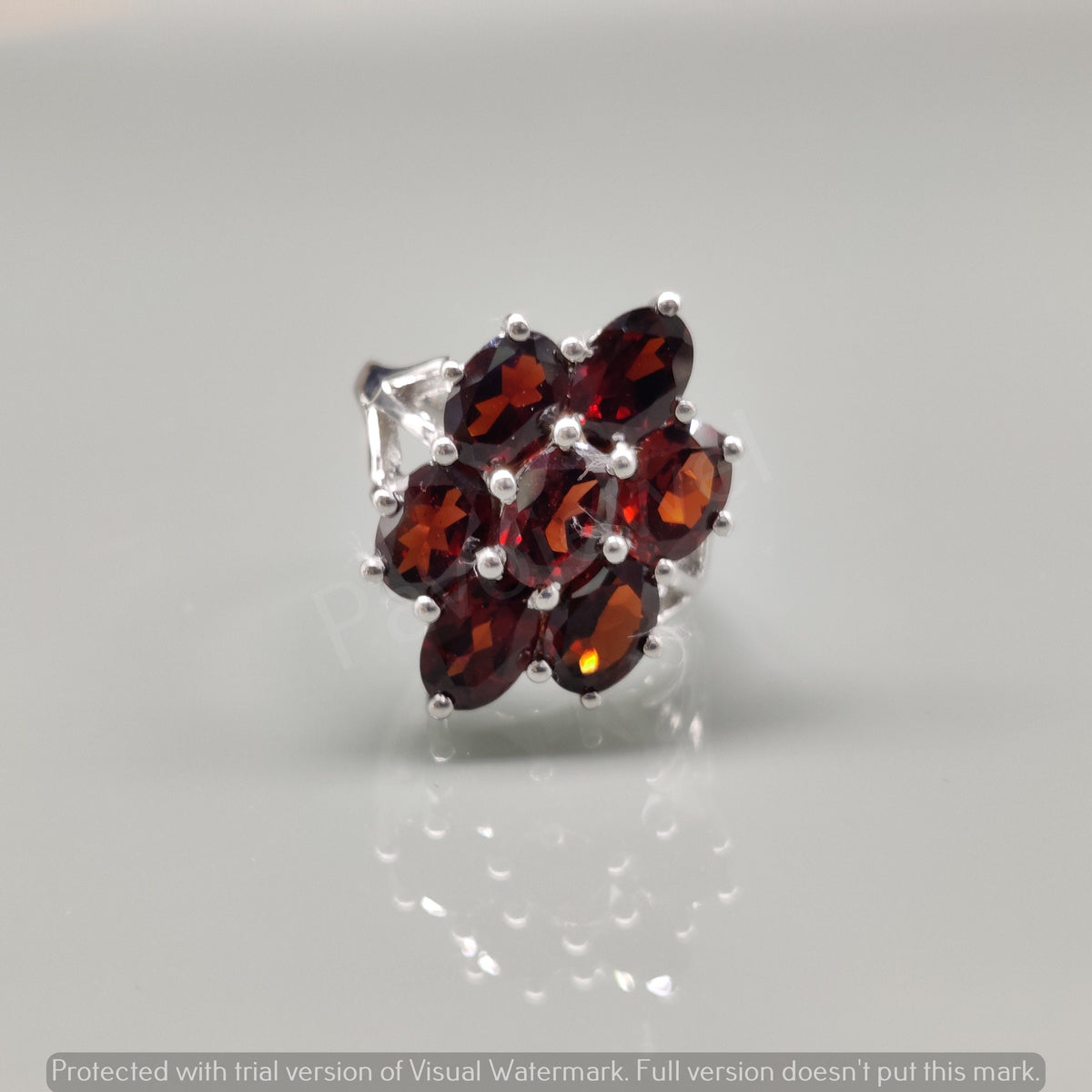Natural Garnet Ring / 925 Sterling Silver / January Month Birthstone Ring