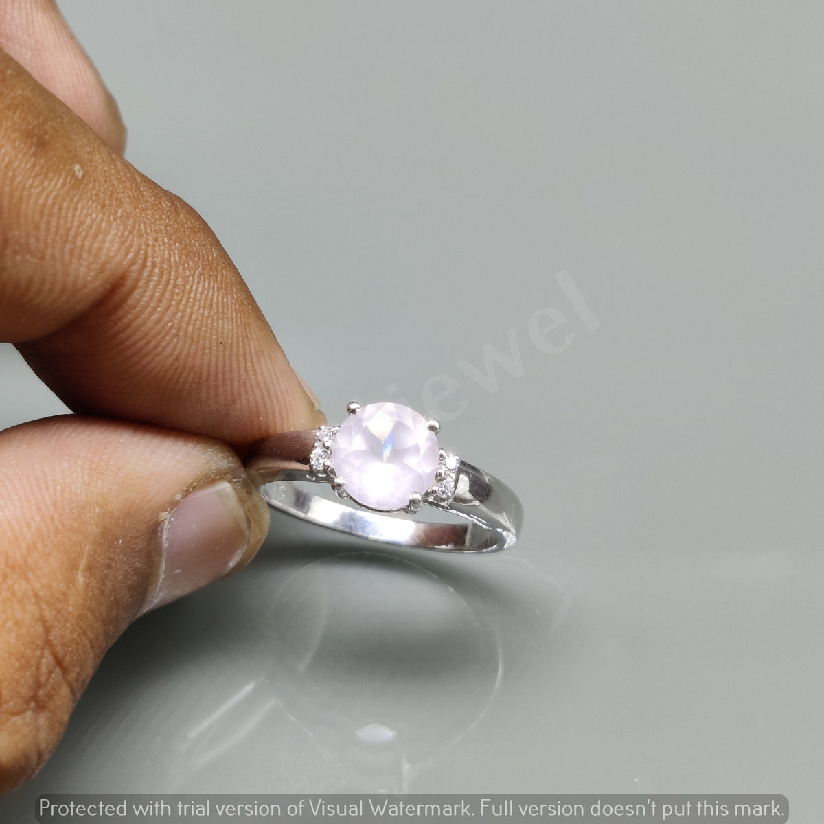 Rose Quartz Sterling Silver Ring: Pink Gemstone Statement Jewelry Christmas Gifts