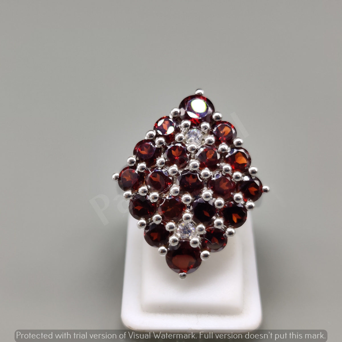 Vintage Style Garnet Ring, 925 Sterling Silver Statement Cocktail Ring, Artisan Handmade Jewelry